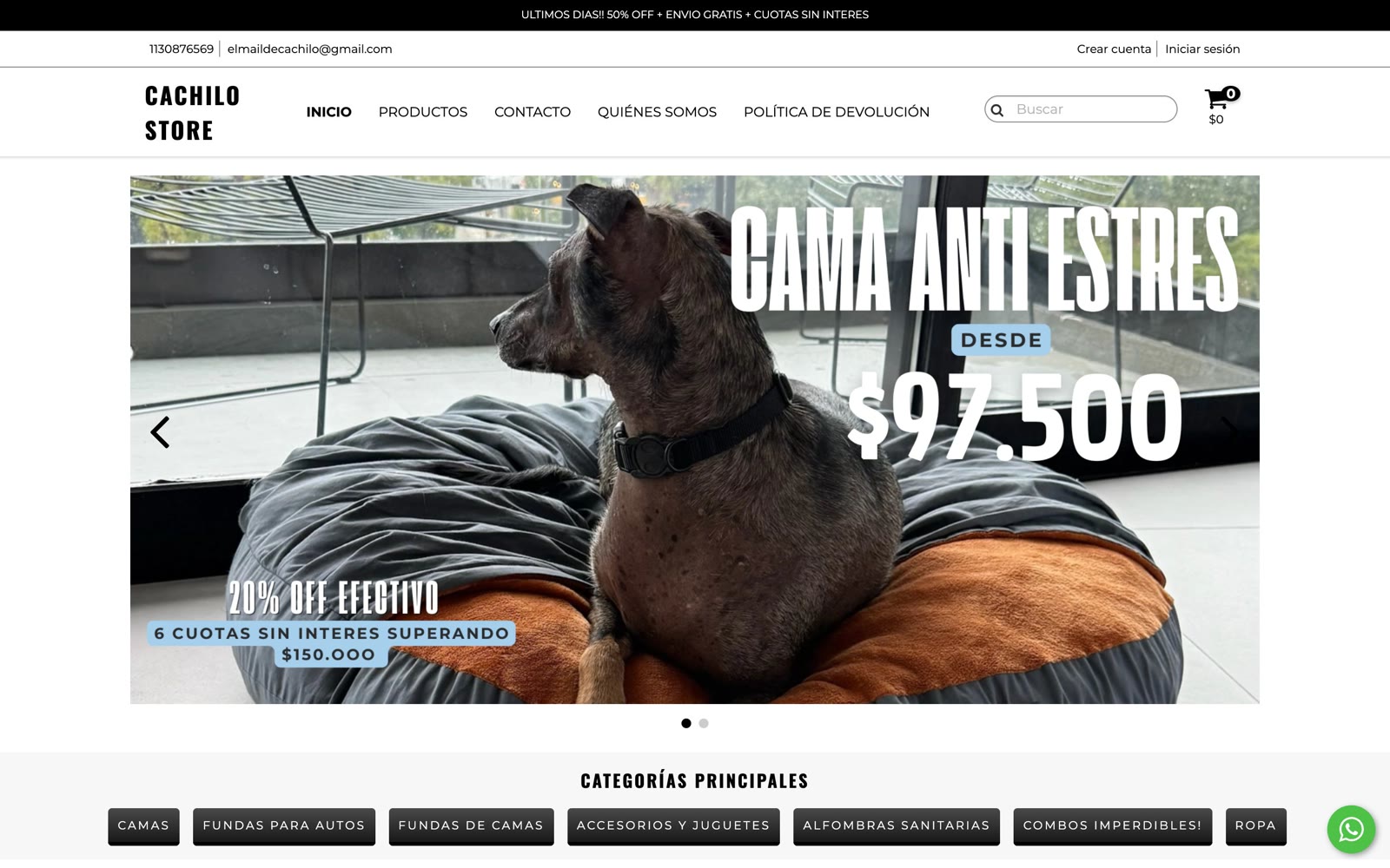Inicio de la tienda antes: diseño de plantilla