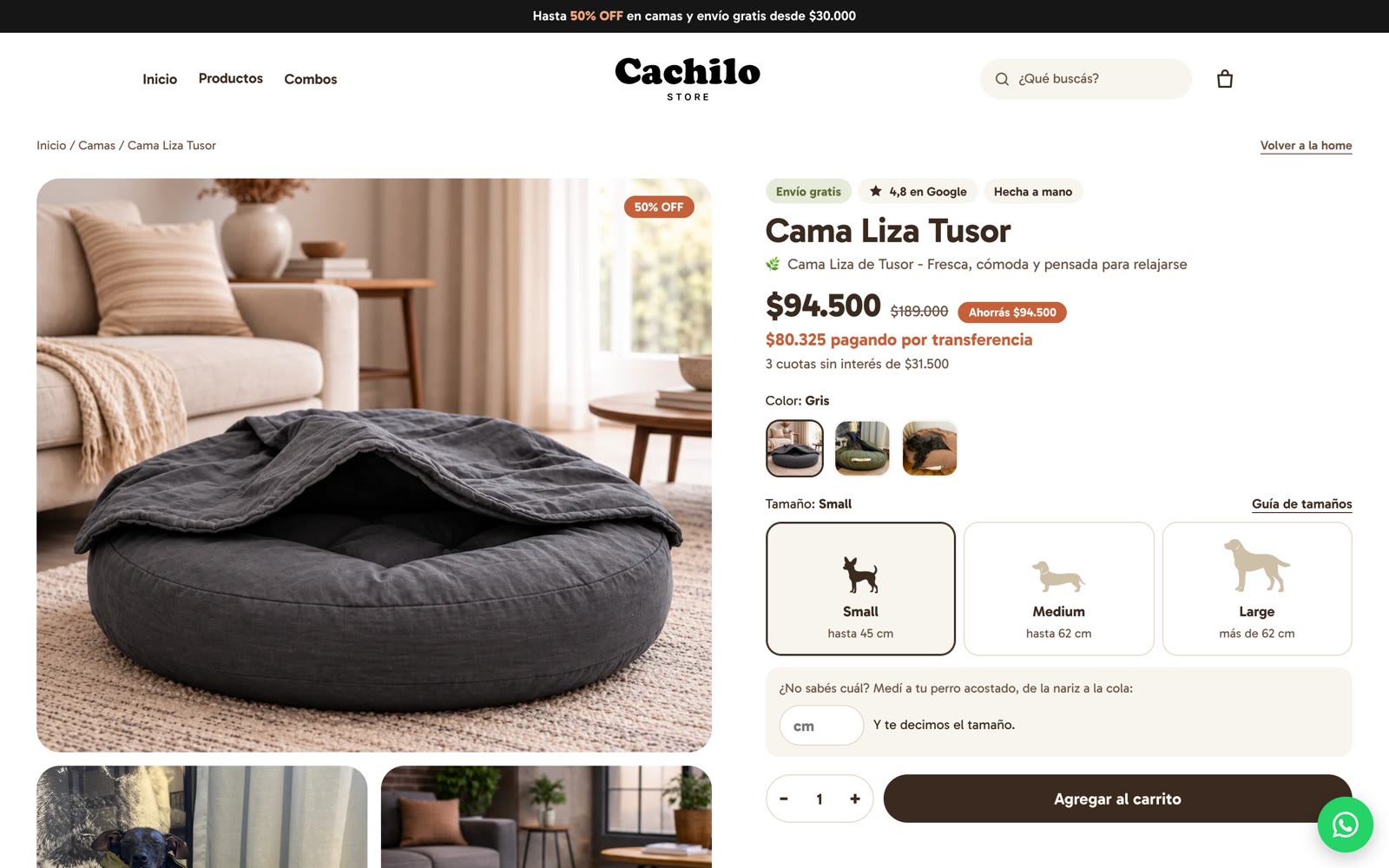 Producto de la misma tienda después: diseño a medida